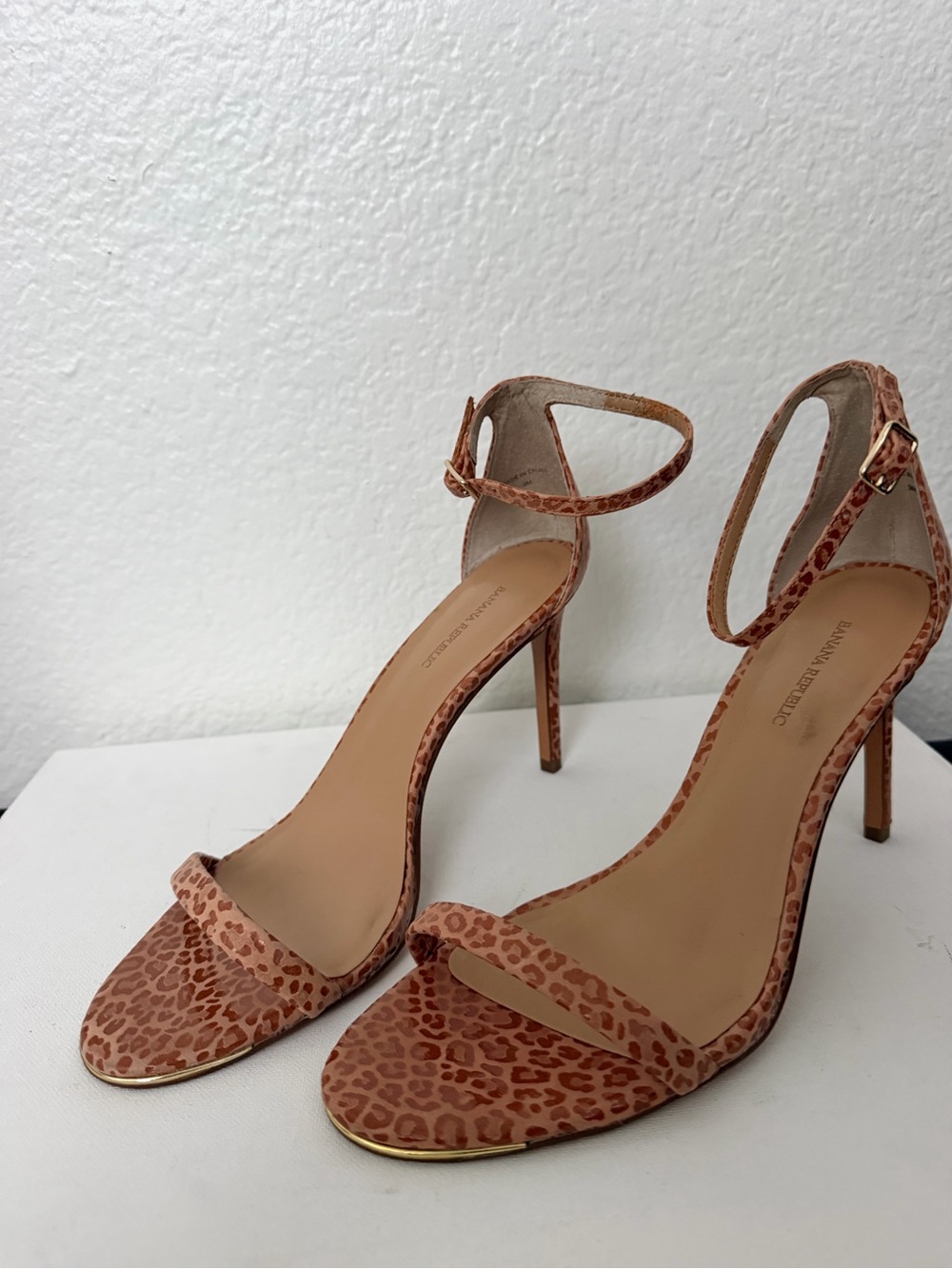 Banana Republic Cheetah-Print Ankle-Strap Stilettos - Brown/Tan